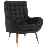 Suggest Button Tufted Performance Velvet Lounge Chair Black EEI-3001-BLK