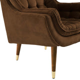 Suggest Button Tufted Performance Velvet Lounge Chair Brown EEI-3001-BRN