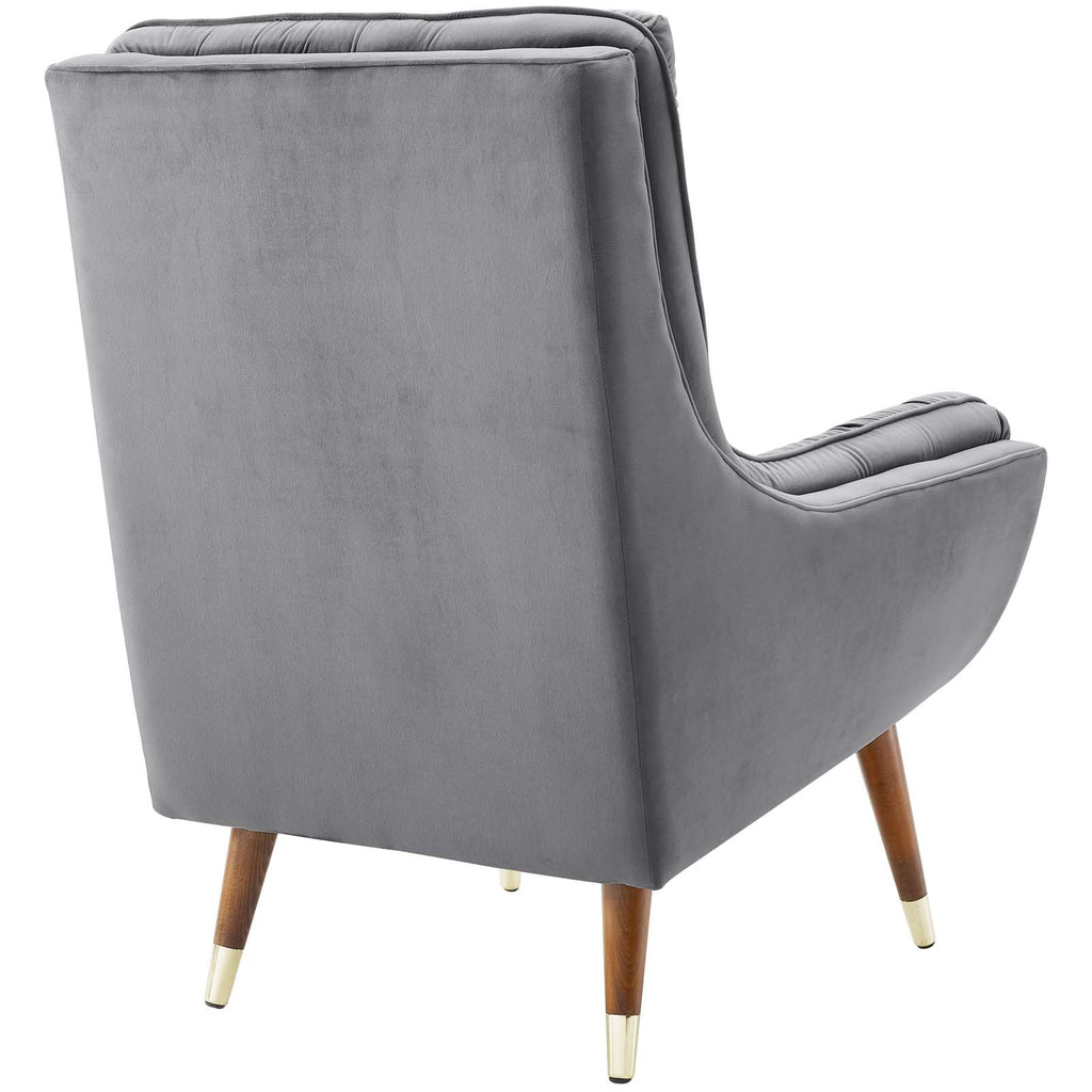 Suggest Button Tufted Performance Velvet Lounge Chair Gray EEI-3001-GRY
