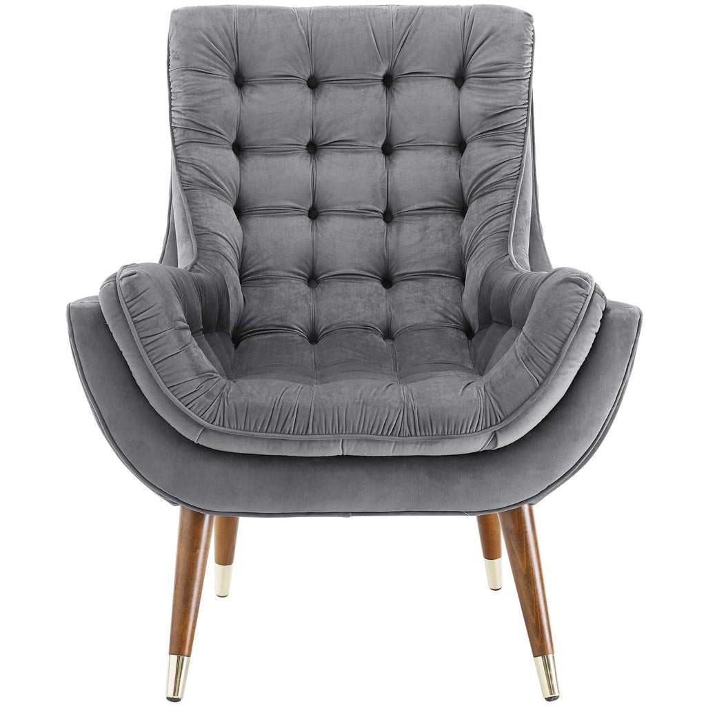 Suggest Button Tufted Performance Velvet Lounge Chair Gray EEI-3001-GRY