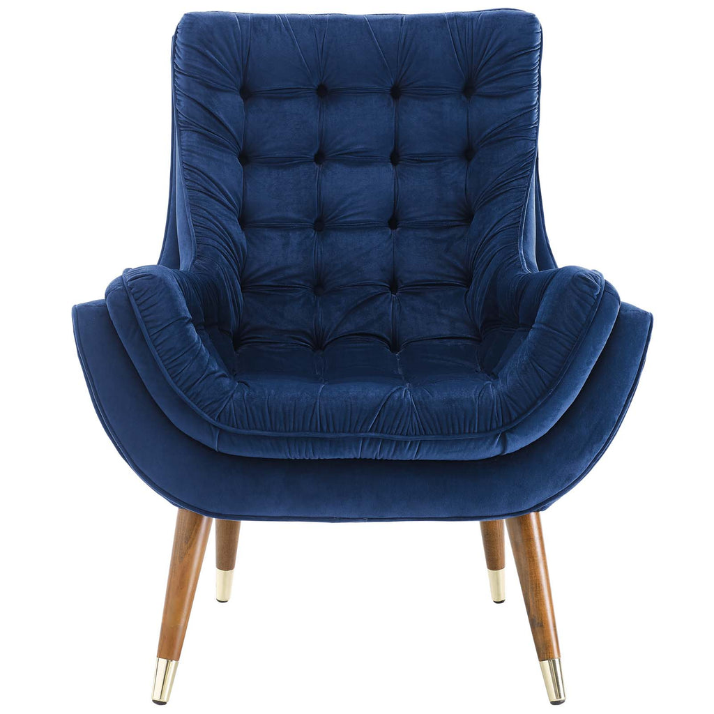 Suggest Button Tufted Performance Velvet Lounge Chair Navy EEI-3001-NAV