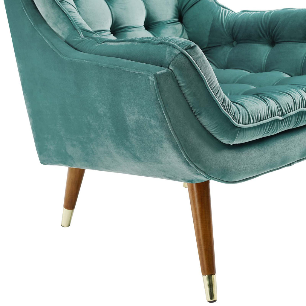 Suggest Button Tufted Performance Velvet Lounge Chair Teal EEI-3001-TEA