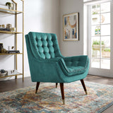 Suggest Button Tufted Performance Velvet Lounge Chair Teal EEI-3001-TEA