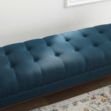 Haven Tufted Button Upholstered Fabric Accent Bench Azure EEI-3002-AZU