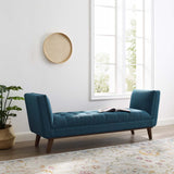 Haven Tufted Button Upholstered Fabric Accent Bench Azure EEI-3002-AZU