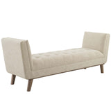 Haven Tufted Button Upholstered Fabric Accent Bench Beige EEI-3002-BEI