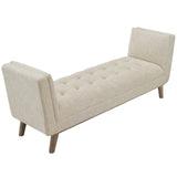 Haven Tufted Button Upholstered Fabric Accent Bench Beige EEI-3002-BEI