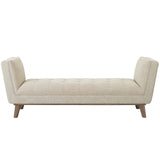 Haven Tufted Button Upholstered Fabric Accent Bench Beige EEI-3002-BEI