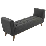 Haven Tufted Button Upholstered Fabric Accent Bench Gray EEI-3002-GRY