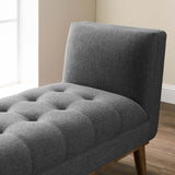 Haven Tufted Button Upholstered Fabric Accent Bench Gray EEI-3002-GRY