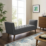 Haven Tufted Button Upholstered Fabric Accent Bench Gray EEI-3002-GRY