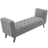 Haven Tufted Button Upholstered Fabric Accent Bench Light Gray EEI-3002-LGR