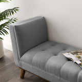 Haven Tufted Button Upholstered Fabric Accent Bench Light Gray EEI-3002-LGR