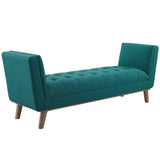 Haven Tufted Button Upholstered Fabric Accent Bench Teal EEI-3002-TEA