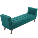 Haven Tufted Button Upholstered Fabric Accent Bench Teal EEI-3002-TEA