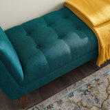 Haven Tufted Button Upholstered Fabric Accent Bench Teal EEI-3002-TEA