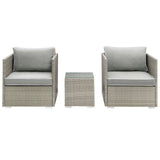 Modway Furniture Repose 3 Piece Outdoor Patio Sectional Set Light Gray Gray 32 x 77.5 x 34