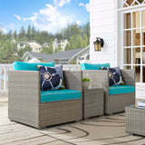 Modway Furniture Repose 3 Piece Outdoor Patio Sectional Set EEI-3006-LGR-TRQ-SET