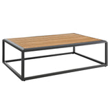 Stance Outdoor Patio Aluminum Coffee Table Gray Natural EEI-3021-GRY-NAT