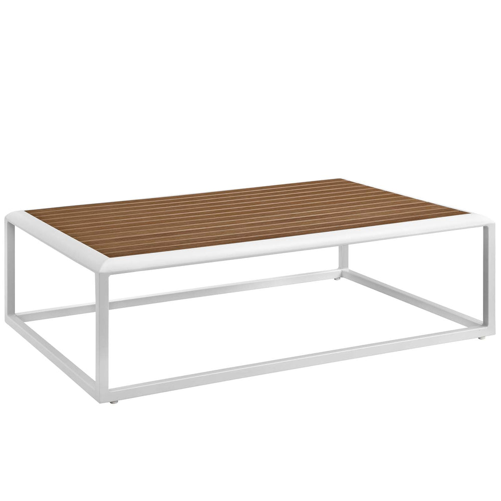 Modway Furniture Stance Outdoor Patio Aluminum Coffee Table XRXT White Natural EEI-3021-WHI-NAT