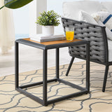 Stance Outdoor Patio Aluminum Side Table Gray Natural EEI-3022-GRY-NAT