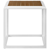 Modway Furniture Stance Outdoor Patio Aluminum Side Table XRXT White Natural EEI-3022-WHI-NAT