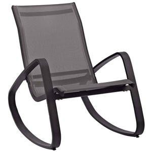 Traveler Rocking Outdoor Patio Mesh Sling Lounge Chair Espresso EEI-3027-BLK-BLK