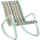 Traveler Rocking Outdoor Patio Mesh Sling Lounge Chair Green Stripe EEI-3027-GRN-STR