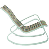 Traveler Rocking Outdoor Patio Mesh Sling Lounge Chair Green Stripe EEI-3027-GRN-STR