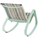 Traveler Rocking Outdoor Patio Mesh Sling Lounge Chair Green Stripe EEI-3027-GRN-STR