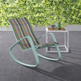 Traveler Rocking Outdoor Patio Mesh Sling Lounge Chair Green Stripe EEI-3027-GRN-STR