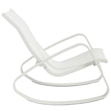 Traveler Rocking Outdoor Patio Mesh Sling Lounge Chair White White EEI-3027-WHI-WHI