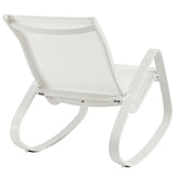 Traveler Rocking Outdoor Patio Mesh Sling Lounge Chair White White EEI-3027-WHI-WHI