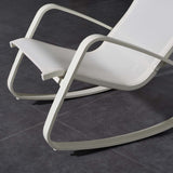 Traveler Rocking Outdoor Patio Mesh Sling Lounge Chair White White EEI-3027-WHI-WHI