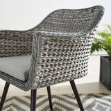 Endeavor Outdoor Patio Wicker Rattan Dining Armchair Gray Gray EEI-3028-GRY-GRY