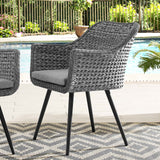 Endeavor Outdoor Patio Wicker Rattan Dining Armchair Gray Gray EEI-3028-GRY-GRY