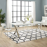 Sector Dining Table White Silver EEI-3033-WHI