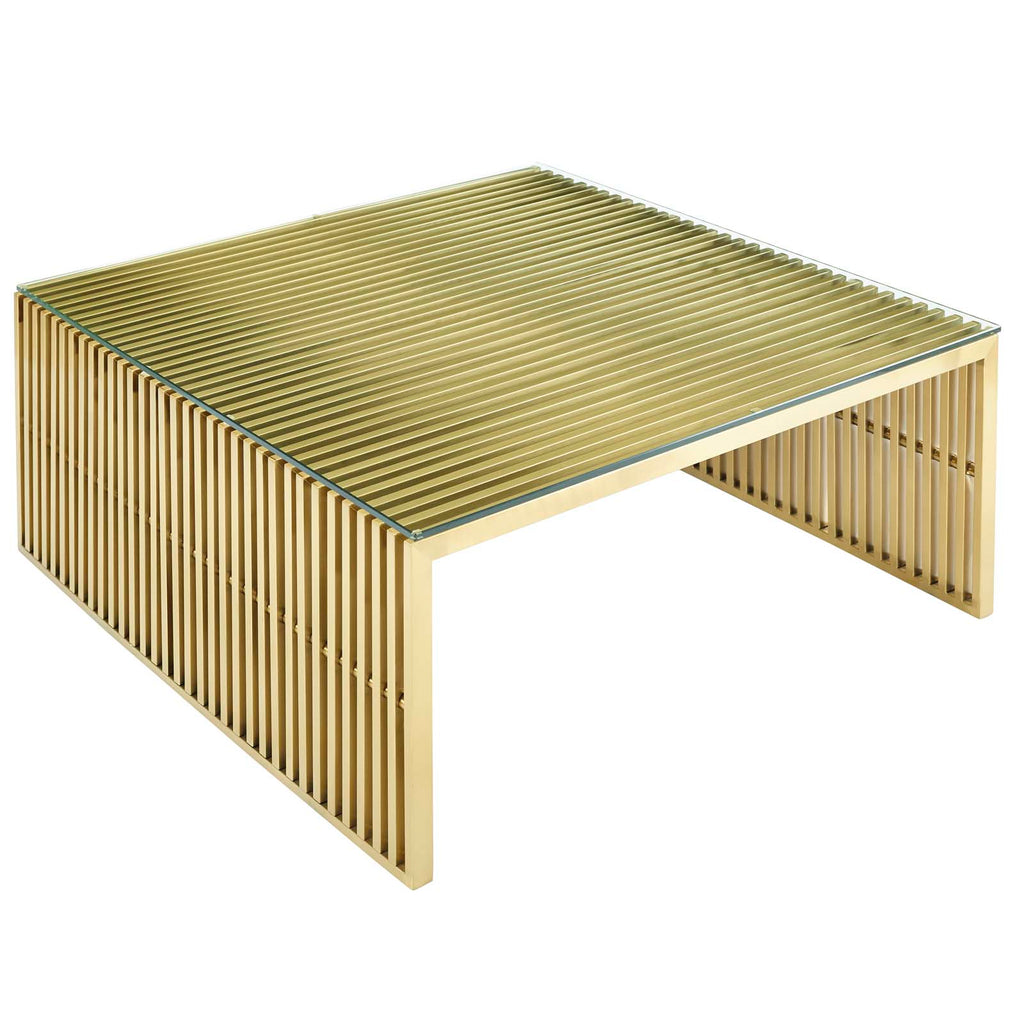 Gridiron Stainless Steel Coffee Table Gold EEI-3037-GLD