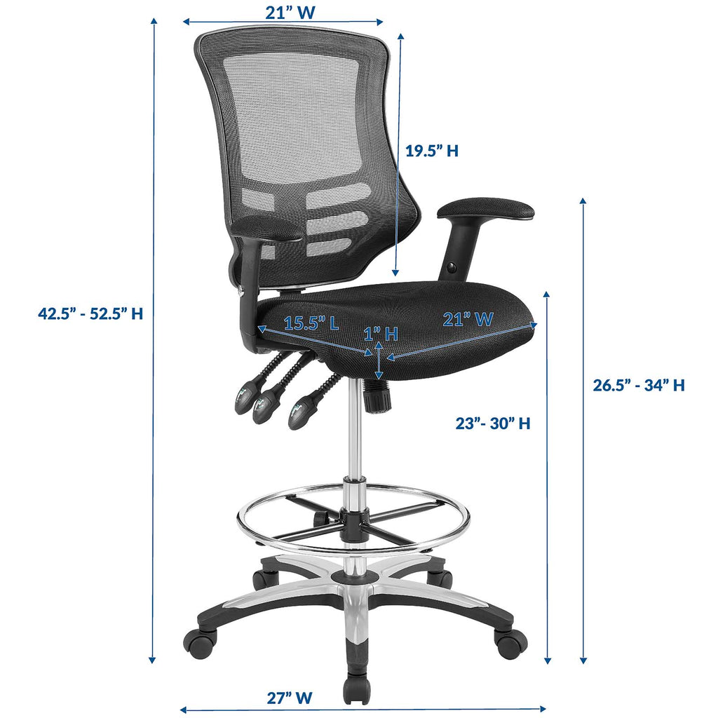 Calibrate Mesh Drafting Chair Black EEI-3043-BLK