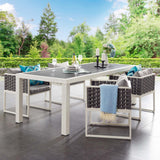 Stance 90.5" Outdoor Patio Aluminum Dining Table White Gray EEI-3052-WHI-GRY