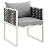 Stance Outdoor Patio Aluminum Dining Armchair White Gray EEI-3053-WHI-GRY