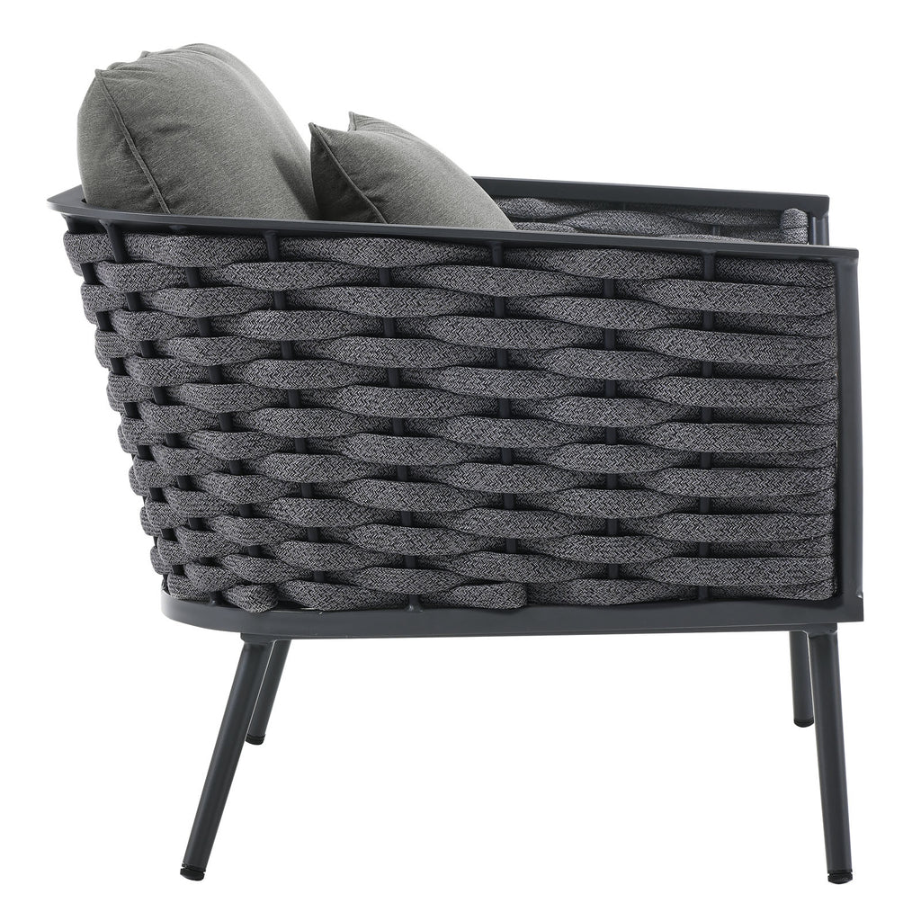 Stance Outdoor Patio Aluminum Armchair Gray Charcoal EEI-3054-GRY-CHA