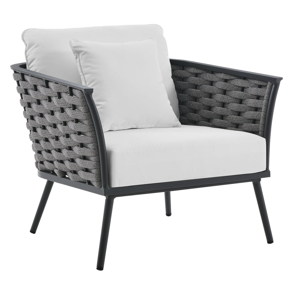 Stance Outdoor Patio Aluminum Armchair Gray White EEI-3054-GRY-WHI
