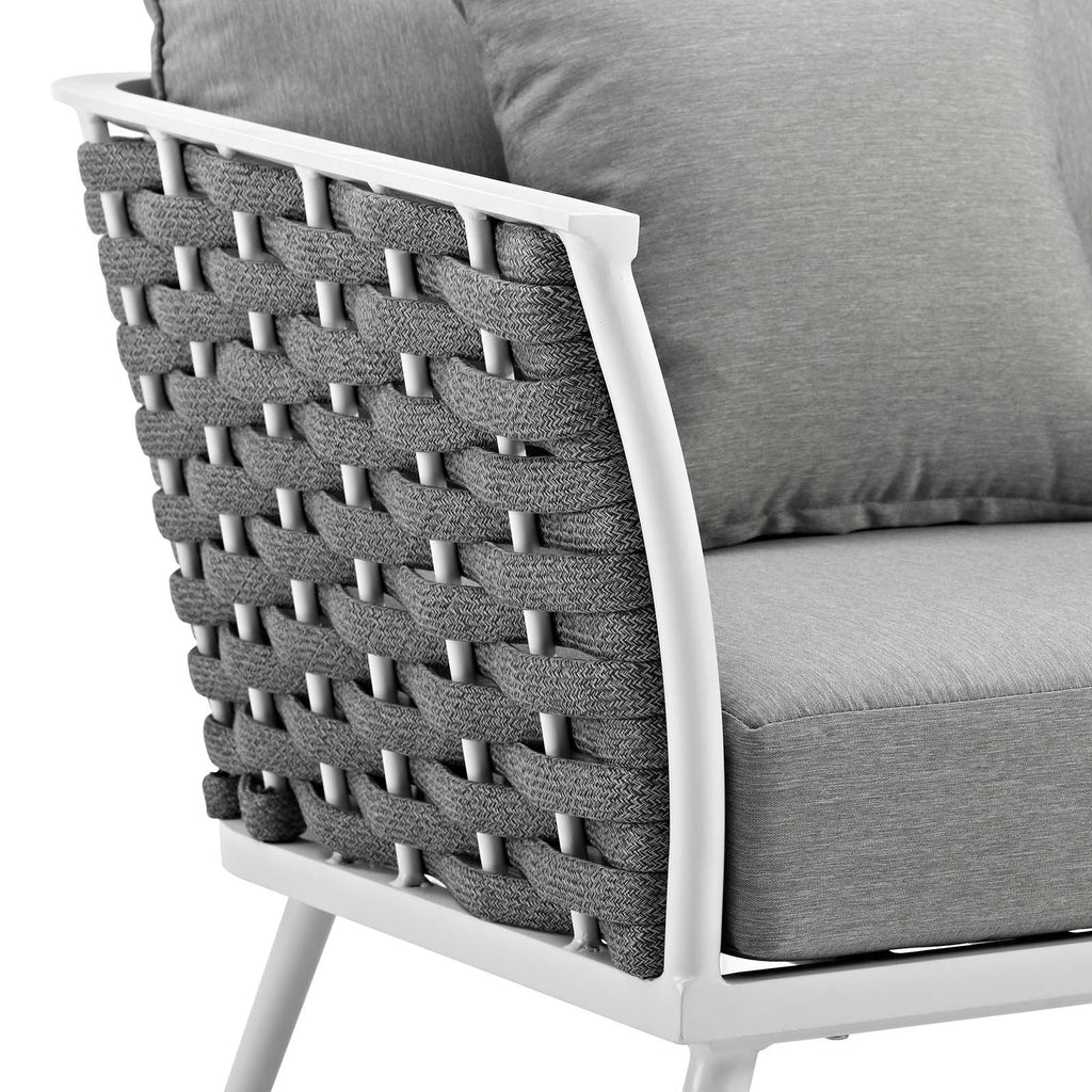 Stance Outdoor Patio Aluminum Armchair White Gray EEI-3054-WHI-GRY
