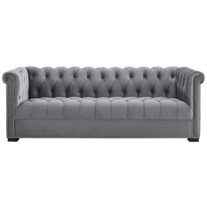 Heritage Performance Velvet Sofa Gray EEI-3064-GRY