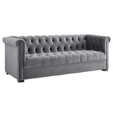 Heritage Performance Velvet Sofa Gray EEI-3064-GRY