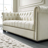 Heritage Performance Velvet Sofa Ivory EEI-3064-IVO