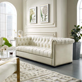 Heritage Performance Velvet Sofa Ivory EEI-3064-IVO