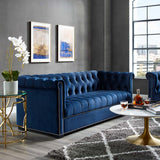 Heritage Performance Velvet Sofa Midnight Blue EEI-3064-MID