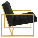 Bequest Gold Stainless Steel Performance Velvet Accent Chair Black EEI-3073-BLK